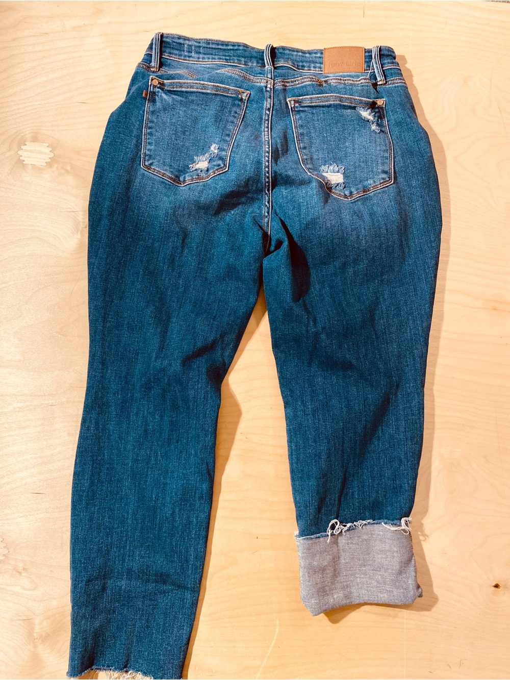 Judy Blue Distressed Dark Blue Boyfriend Jeans 14W (SY) - Picture 11 of 11